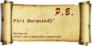 Piri Bereniké névjegykártya